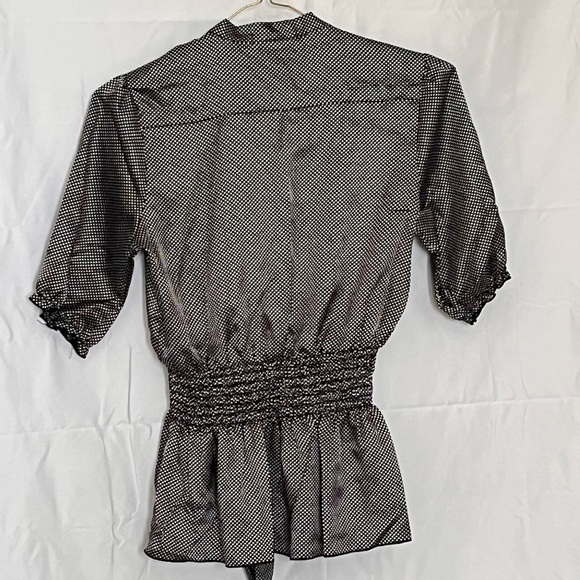 Charlotte Russe Black and White Polka Dot EUC business casual blouse buttons - Picture 5 of 5